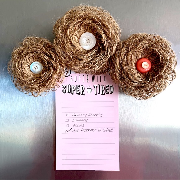 Burlap Flower Magnets Country Chic Decor - Picture 3 of 8